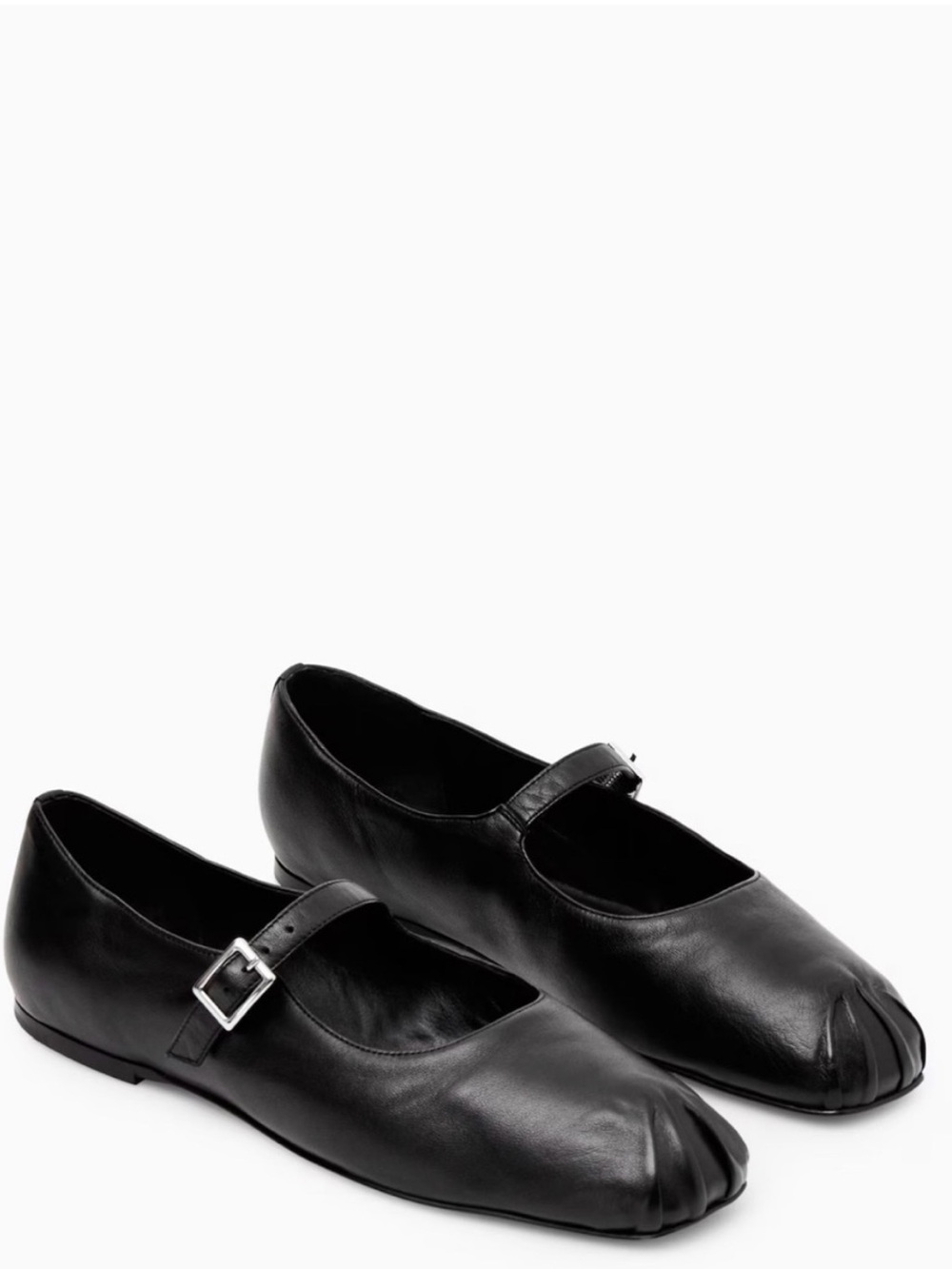 COS Pleated Leather Mary-Jane Ballet Flats Size 42 US 10
